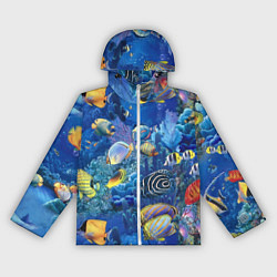 Ветровка с капюшоном женская Коралловые рыбки, цвет: 3D-белый