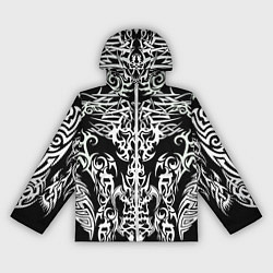 Ветровка с капюшоном женская ТАТУ ЧЕРНО БЕЛОЕ УЗОР, цвет: 3D-белый