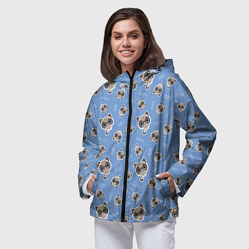 Женская ветровка Недовольный Кот / 3D-Черный – фото 3