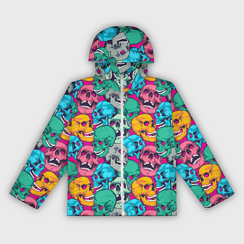 Женская ветровка Яркие черепа на розовом / 3D-Белый – фото 1