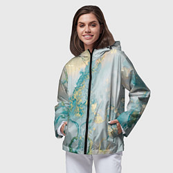 Ветровка с капюшоном женская Абстрактный мрамор, цвет: 3D-черный — фото 2