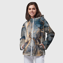 Ветровка с капюшоном женская Fluid art ink mix, цвет: 3D-белый — фото 2