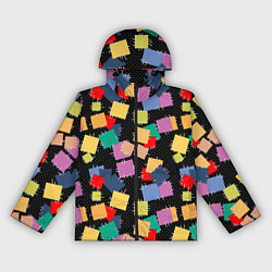 Ветровка с капюшоном женская Заплатки на черном фоне, цвет: 3D-черный