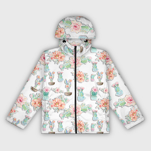 Женская ветровка Акварельные кактусы / 3D-Черный – фото 1