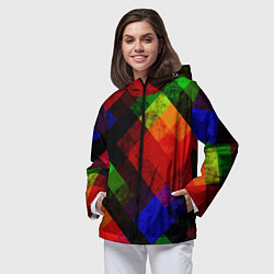 Ветровка с капюшоном женская Яркий геометрический узор, цвет: 3D-черный — фото 2