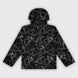Ветровка с капюшоном женская Черно-белый геометрический, цвет: 3D-черный