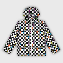 Ветровка с капюшоном женская Яркая шахматная доска, цвет: 3D-белый