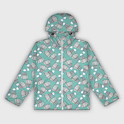Ветровка с капюшоном женская Воланы на ментоловом, цвет: 3D-белый