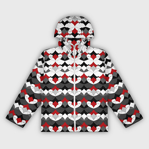 Женская ветровка Абстрактный красно-серый узор / 3D-Белый – фото 1