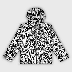 Ветровка с капюшоном женская Graffiti white on black, цвет: 3D-черный