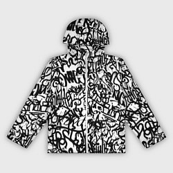 Ветровка с капюшоном женская Graffiti black on white, цвет: 3D-белый