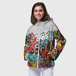 Ветровка с капюшоном женская Graffiti on the wall, цвет: 3D-белый — фото 2