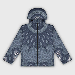 Ветровка с капюшоном женская Серый восточный орнамент мандала, цвет: 3D-черный