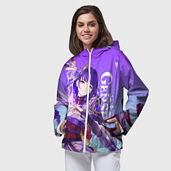 Ветровка с капюшоном женская Genshin Impact, Сёгун Райдэн, цвет: 3D-белый — фото 2