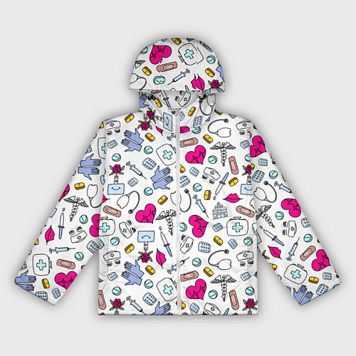 Женская ветровка Медицинский паттерн / 3D-Белый – фото 1