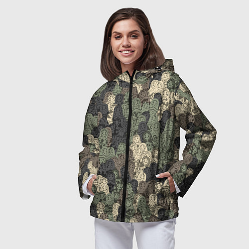 Женская ветровка Камуфляж из матрёшек / 3D-Черный – фото 3