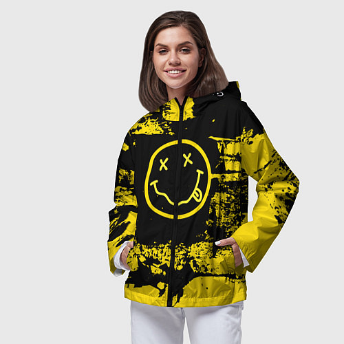 Женская ветровка Нирвана Гранж Nirvana Smile / 3D-Черный – фото 3