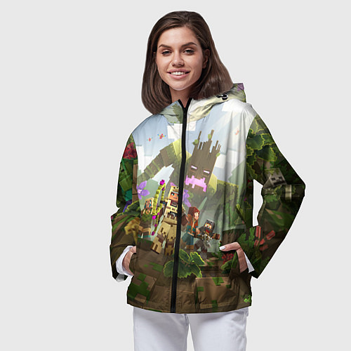 Женская ветровка МАЙНКРАФТ ГЕРОИ ПРОТИВ ЗЛА / 3D-Черный – фото 3