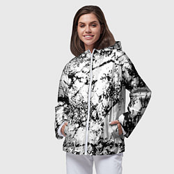 Ветровка с капюшоном женская Эффект линогравюры, цвет: 3D-белый — фото 2