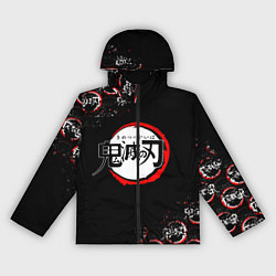 Ветровка с капюшоном женская КЛИНОК РАССЕКАЮЩИЙ ДЕМОНОВ БРЫЗГИ КРАСОК, цвет: 3D-черный