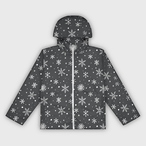 Женская ветровка Белые снежинки на сером фоне / 3D-Белый – фото 1