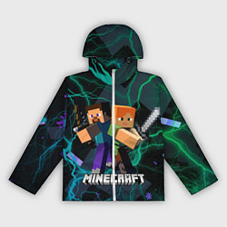Ветровка с капюшоном женская Молнии Майнкрафт, цвет: 3D-белый