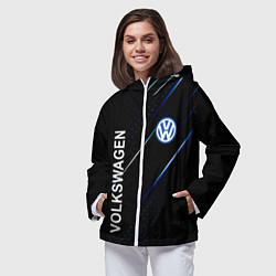 Ветровка с капюшоном женская Volkswagen, sport style, цвет: 3D-белый — фото 2