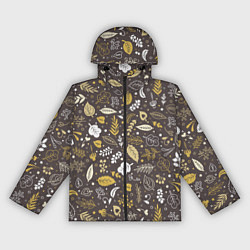 Ветровка с капюшоном женская Осенние листья и ягодки, цвет: 3D-черный