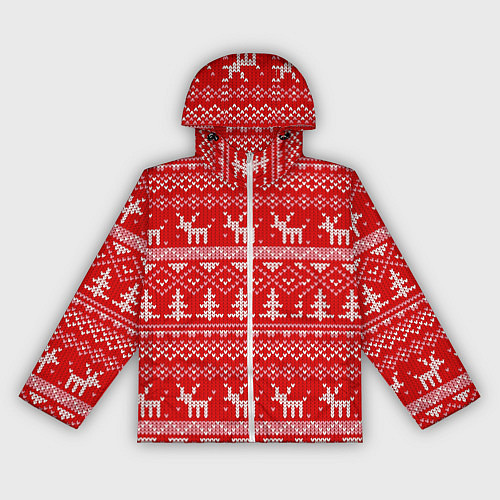 Женская ветровка Новогодний узор с оленями и елкой / 3D-Белый – фото 1