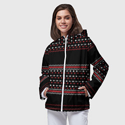 Ветровка с капюшоном женская НОВОГОДНИЙ ПАТТЕРН SWEATER, цвет: 3D-белый — фото 2