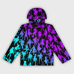 Ветровка с капюшоном женская GENSHI IMPACT HEROES NEON НЕОНОВЫЙ УЗОР, цвет: 3D-черный