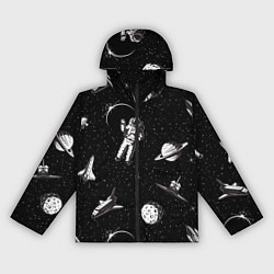 Ветровка с капюшоном женская Космический вояж, цвет: 3D-черный