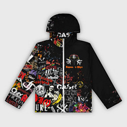 Ветровка с капюшоном женская КОРОЛЬ И ШУТ ЛОГО РОК ГРУПП, цвет: 3D-белый