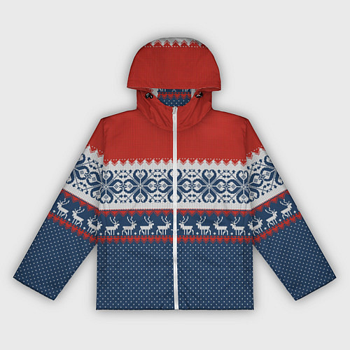 Женская ветровка НОВОГОДНИЙ УЗОР С ОЛЕНЯМИ / 3D-Белый – фото 1