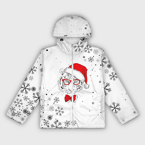 Женская ветровка Новогодний тигр летящие снежинки / 3D-Белый – фото 1
