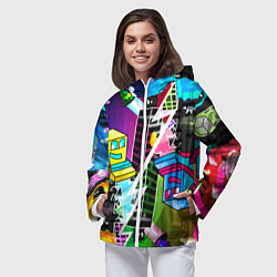 Ветровка с капюшоном женская Geometry Dash: Parallel Worlds, цвет: 3D-белый — фото 2