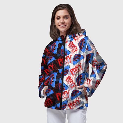 Женская ветровка POPPY PLAYTIME ПОППИ ПЛЕЙТАЙМ ХАГГИ ВАГГИ УЗОР / 3D-Черный – фото 3
