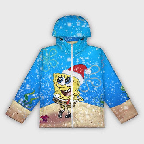 Женская ветровка НОВОГОДНИЙ ГУБКА БОБ КВАДРАТНЫЕ ШТАНЫ / 3D-Белый – фото 1