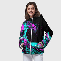 Ветровка с капюшоном женская НЕОНОВАЯ ЯПОНИЯ, ВОЛНА, ФУДЗИЯМА NEON JAPAN, цвет: 3D-белый — фото 2