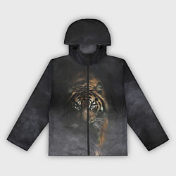 Ветровка с капюшоном женская Тигр в тумане, цвет: 3D-черный