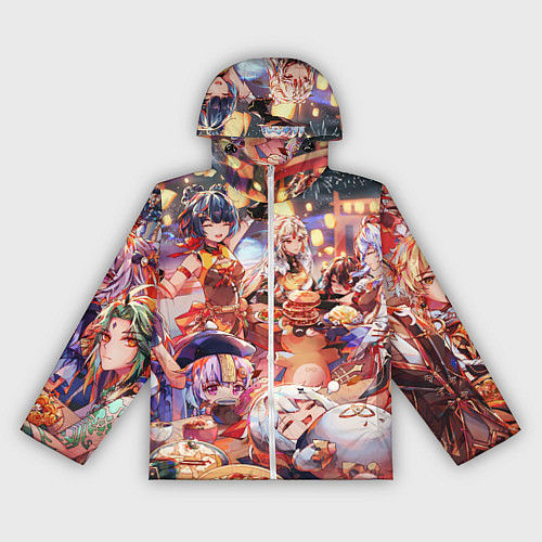 Женская ветровка Новый год в геншин импакте все герои / 3D-Белый – фото 1