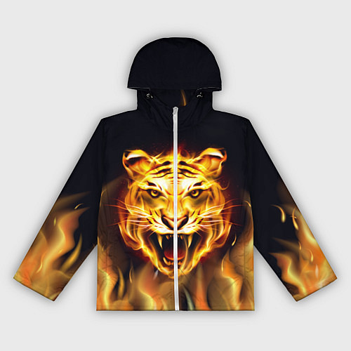 Женская ветровка Тигр В Пламени / 3D-Белый – фото 1