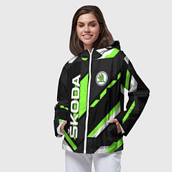 Ветровка с капюшоном женская ШКОДА ГЕОМЕТРИЯ ЛИНИИ SKODA GEOMETRY SPORT, цвет: 3D-белый — фото 2