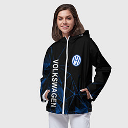 Ветровка с капюшоном женская Volkswagen, Фольцваген Геометрия, цвет: 3D-белый — фото 2