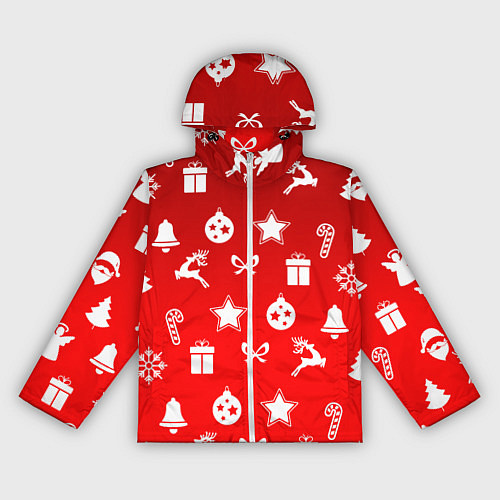 Женская ветровка Новогодний узор красный градиент / 3D-Белый – фото 1