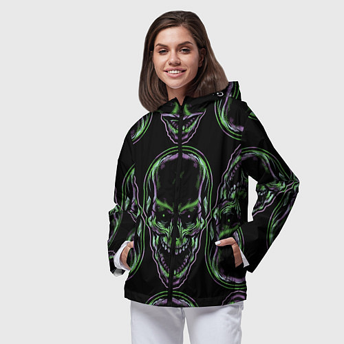 Женская ветровка Skulls vanguard pattern 2077 / 3D-Черный – фото 3