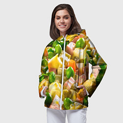 Ветровка с капюшоном женская Весь в оливье, цвет: 3D-белый — фото 2