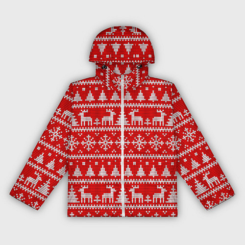 Женская ветровка Новогодний узор с елкой и оленями / 3D-Белый – фото 1