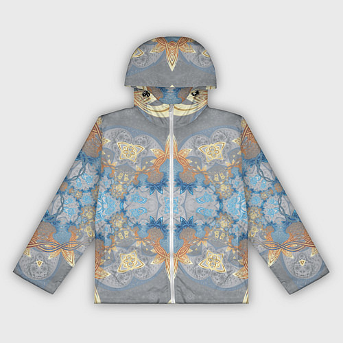 Женская ветровка Желто-голубой узор на сером фоне - Хуф и Ся / 3D-Белый – фото 1