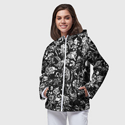 Ветровка с капюшоном женская DOTA 2 ВСЕ ПЕРСОНАЖИ ЧЁРНО БЕЛЫЙ, цвет: 3D-белый — фото 2